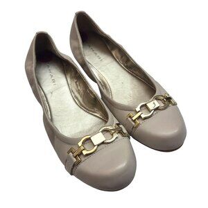 Tahari Leather Ballet‎ Flats Gold Horsebit Cream Size 8.5 Style Vera